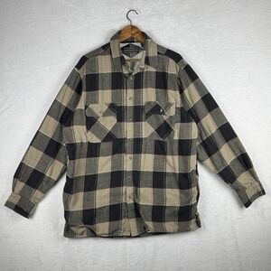 David Taylor Jacket Mens Large Tall Black Tan Plaid Flannel Lined Shacket Waffle